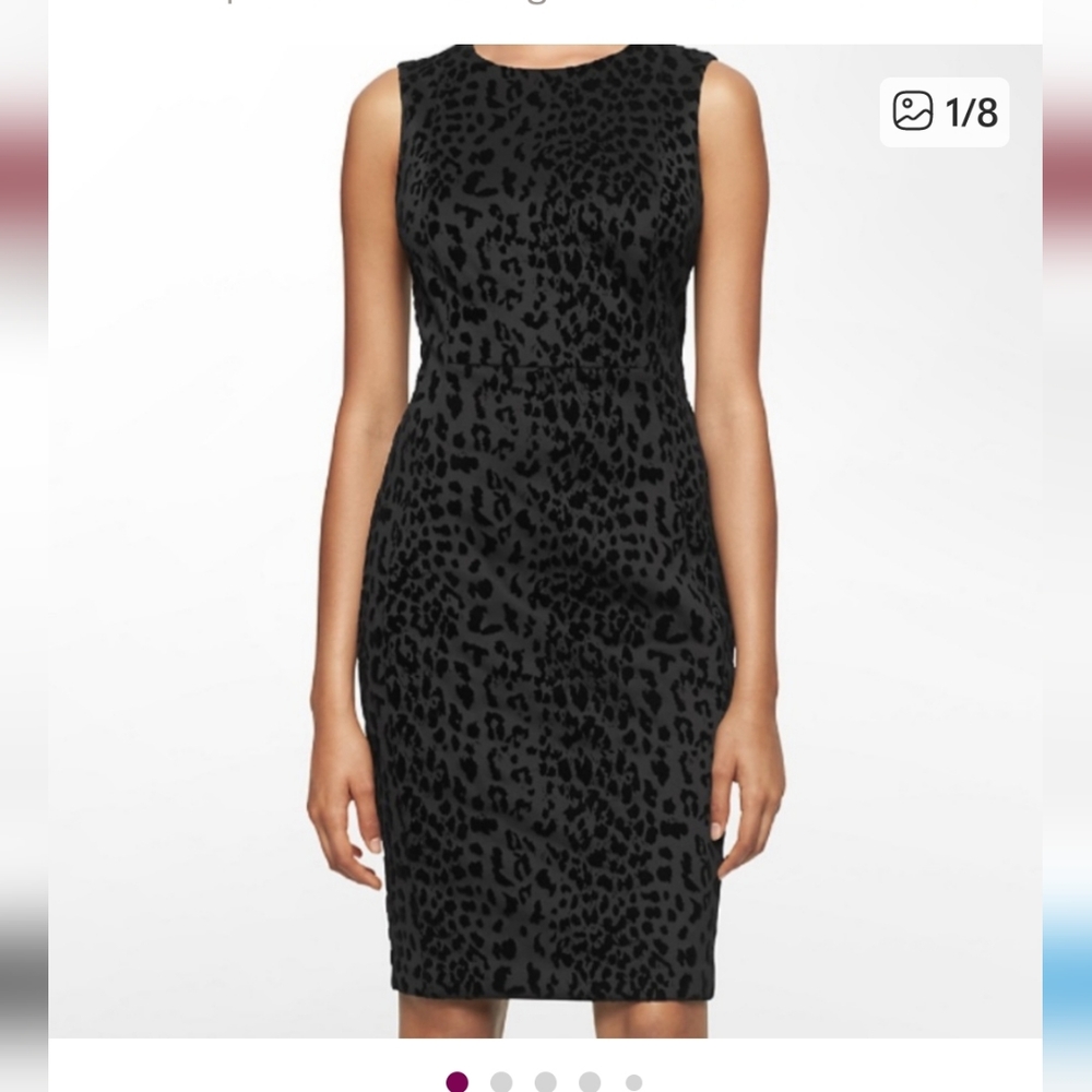 Calvin Klein Black Animal Print Midi Dress